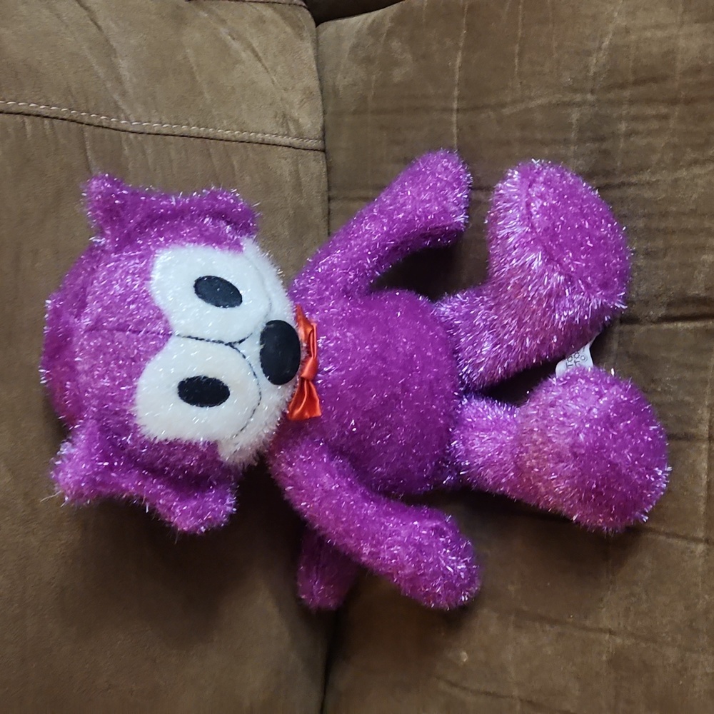 2006 purple/pink Felix the Cat with bow tie plush